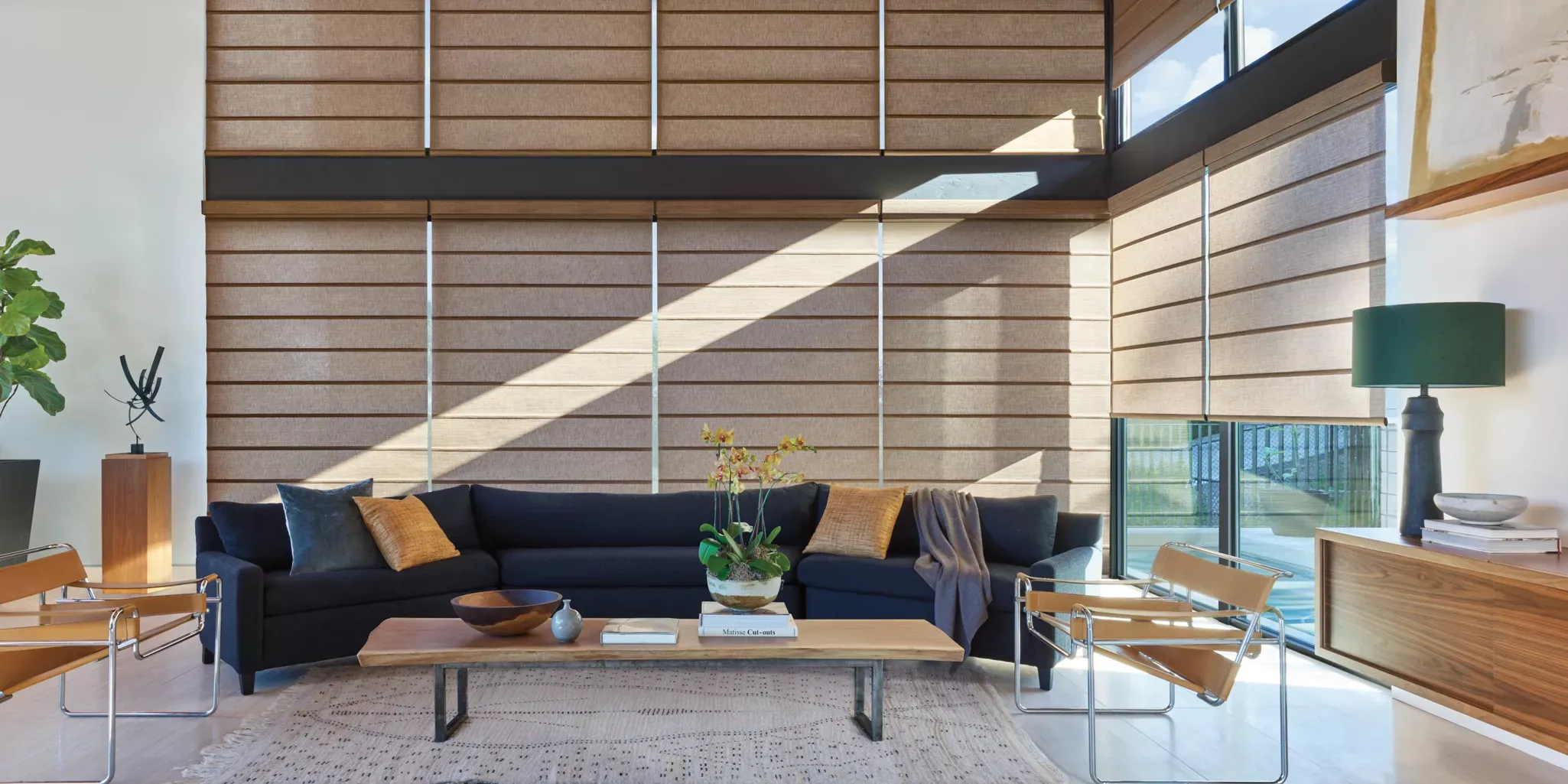 Alustra® Architectural Roller Shades — Living Room