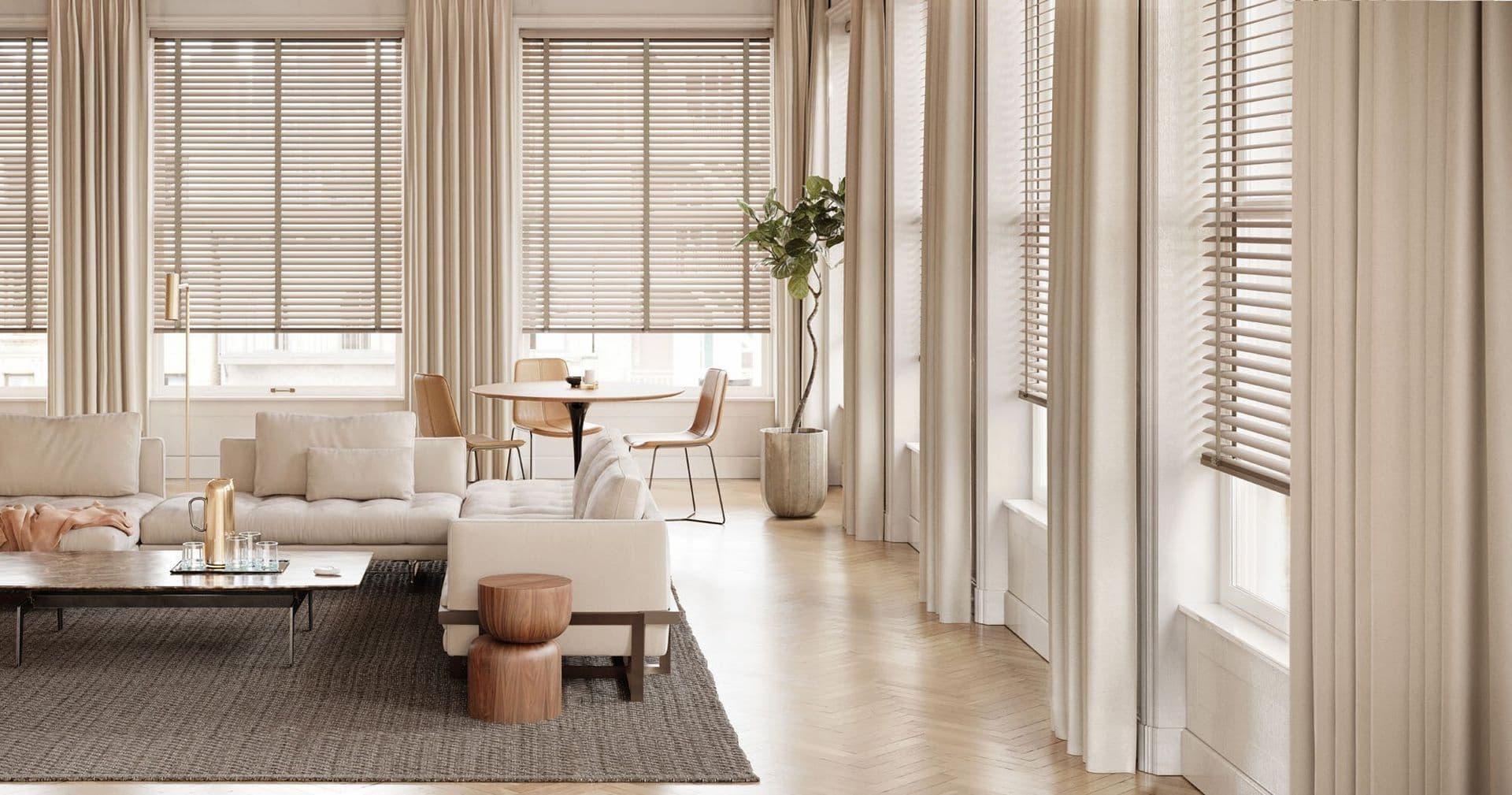 Modern Precious Metals™ Blinds — Living Room