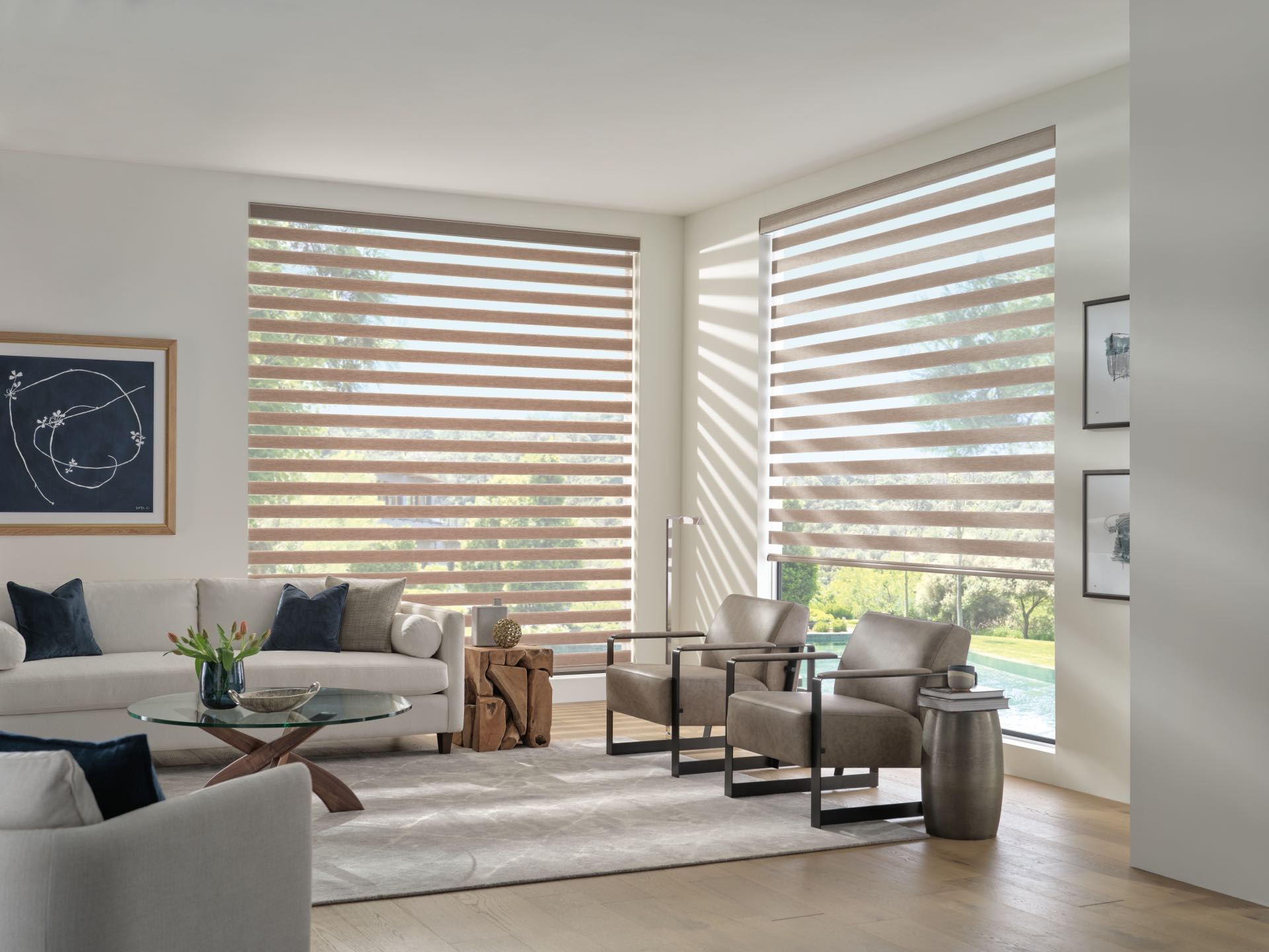 Designer Banded™ Shades — Living Room