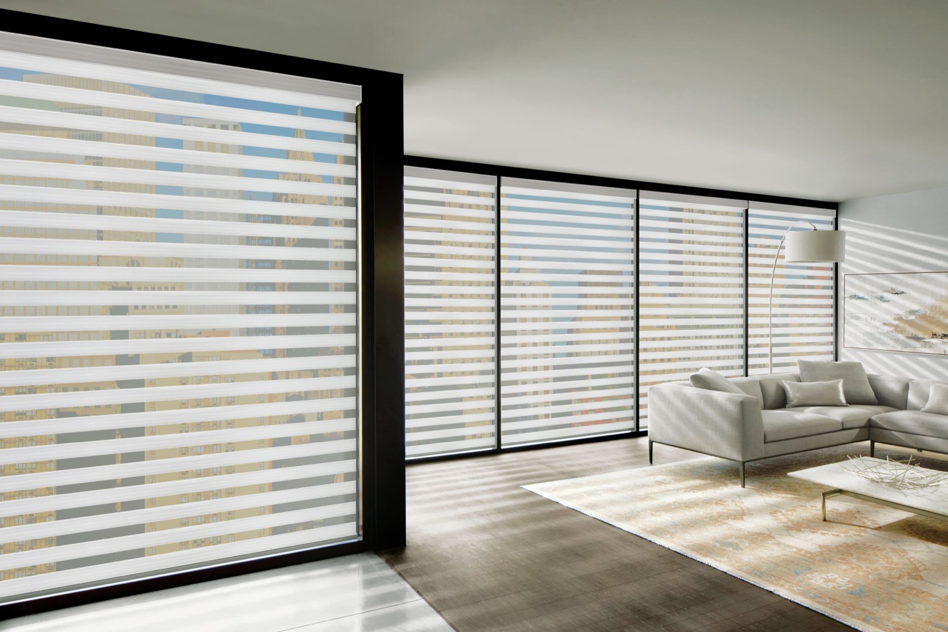 Designer Banded™ Shades — Living Room