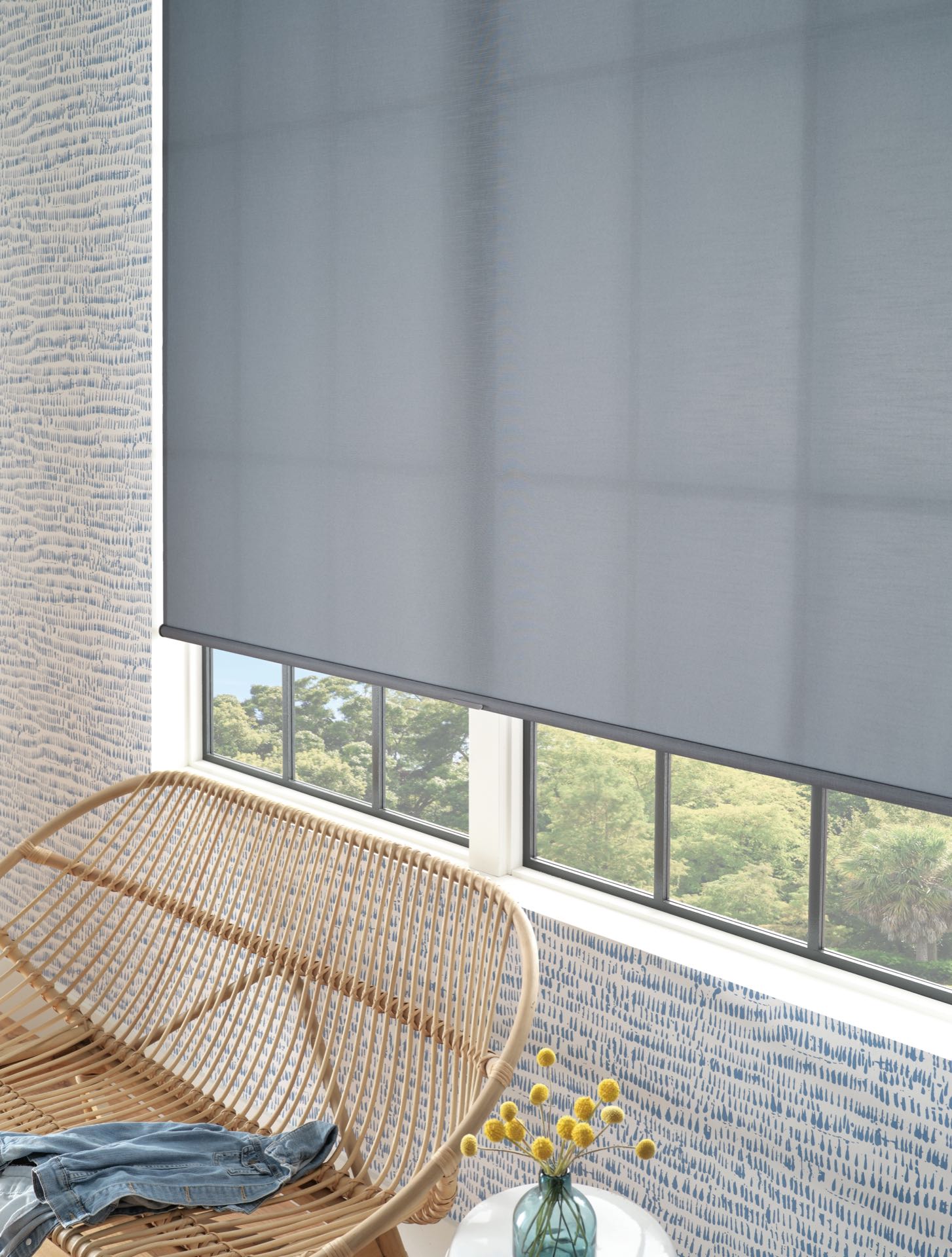 Designer Roller Shades — Living Room