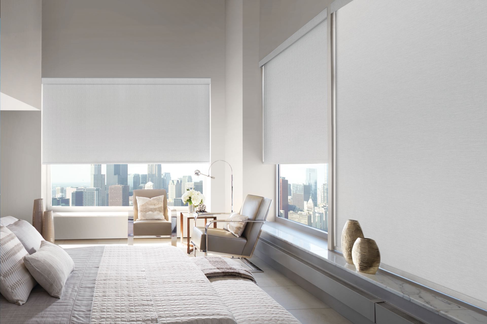 Designer Roller Shades — Living Room
