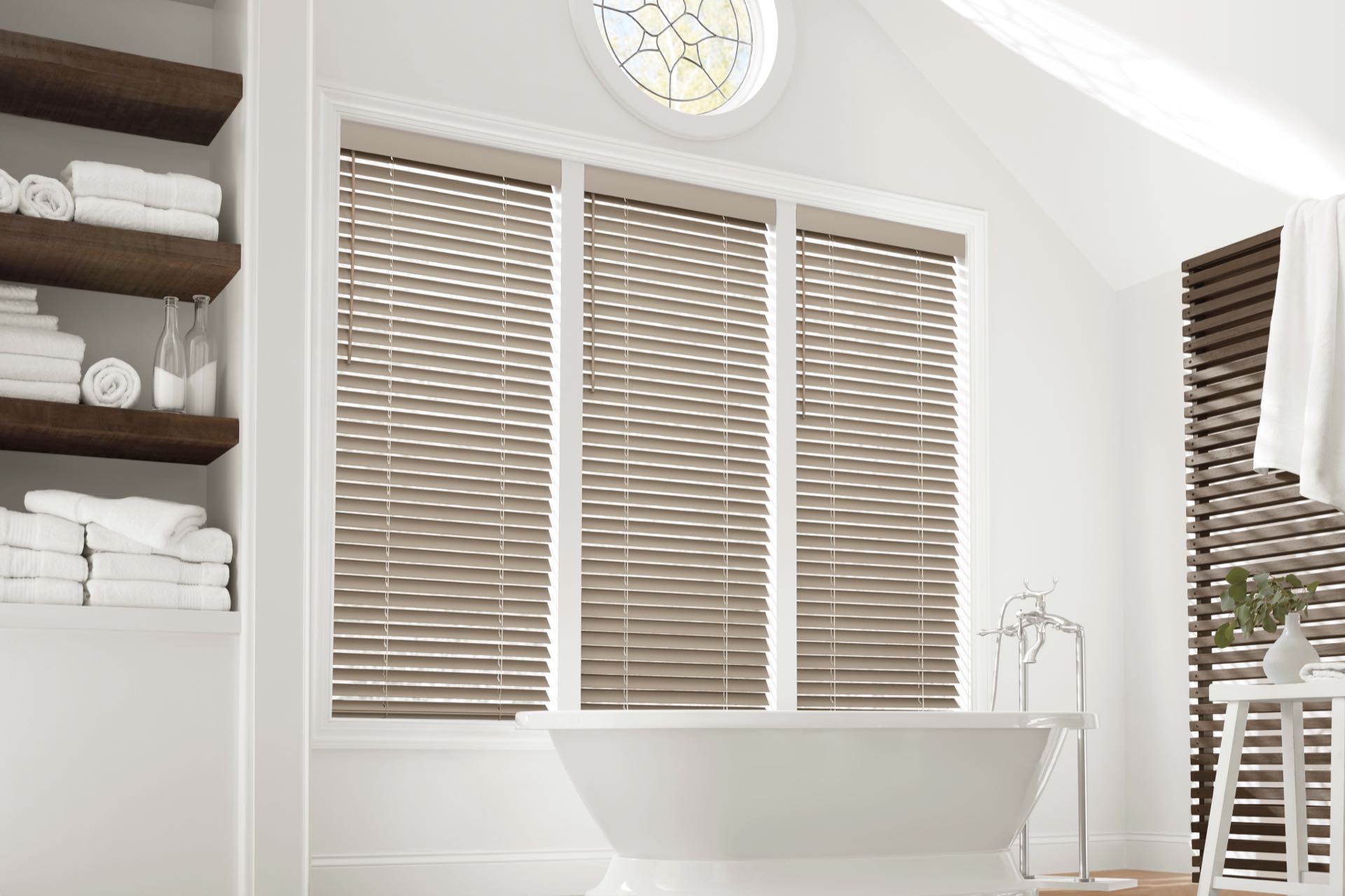 EverWood® Alternative Wood Blinds — Dining Room