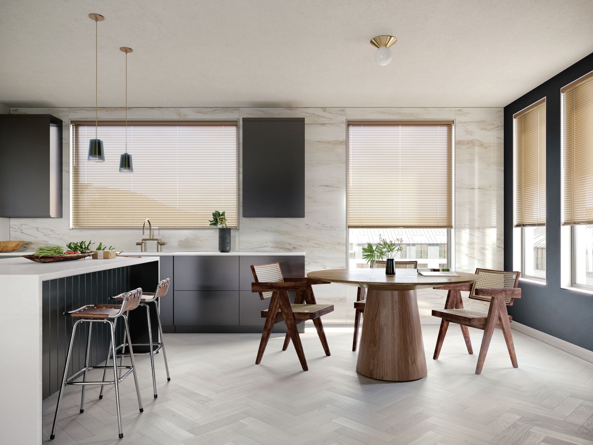 Modern Precious Metals™ Blinds — Living Room